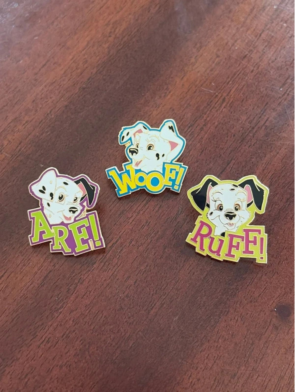 Disney 101 Dalmatians Arf Woof Ruff 3 Pin Set WDW Cast Lanyard Series 2 2003